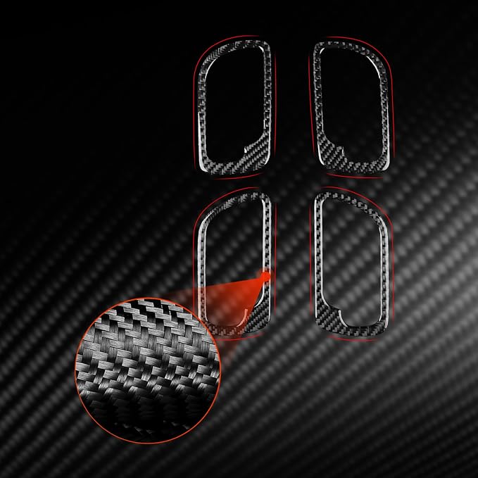 Real Carbon Fiber Trim for Honda Accord Accessories | for 2003 2004 2005 2006 2007，Door Inner Handle Panel Frame Cover，Interior Dash Panel，Thick Overlay Sticker Decal