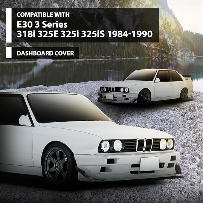 G-PLUS TPE Dashboard Molded Dash Cover Cap Compatible with BMW 318i 325e 325i 325is 1984 1985 1986 1987 1988 1989 1990 Black