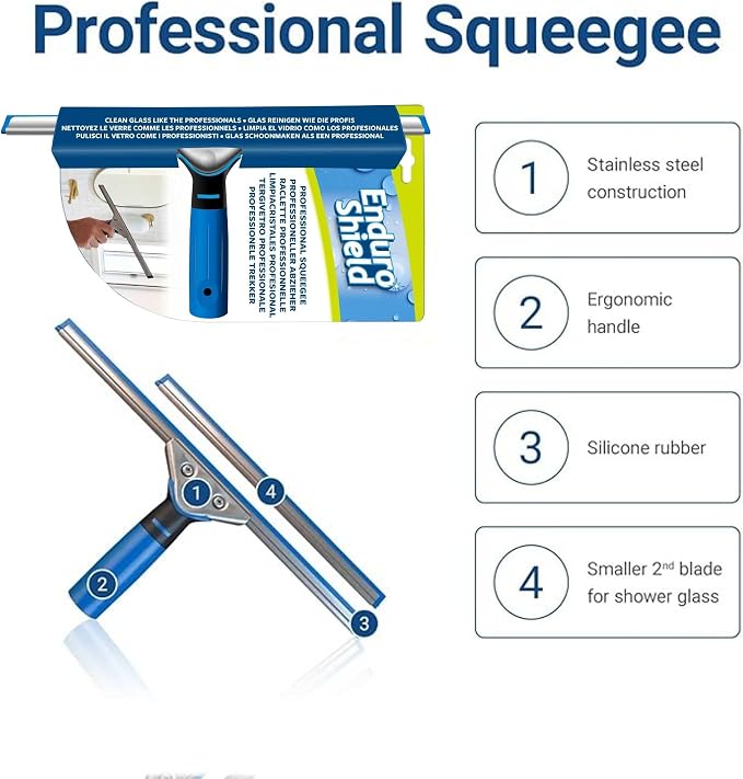 EnduroShield Professional Window Squeegee - 10 & 14 Inch Blades | Premium Silicone Blades | Streak-Free Results | Ergonomic Handle | Professional Grade (92)