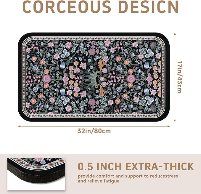 Dish Drying Mat for Kitchen Counter 17x32 Inch, Boho Quick Dry Coffee Mat | Made of super absorbent diatomite that quick dries dishes, coffee machine & sink area. Non-slip rubber base for countertop