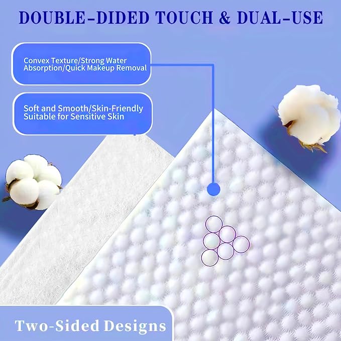 Disposable Face Towel 300 Count, Soft Cotton Clean Skin Face Towels, Dry Wipes Cotton Facial Towels Wash Cloths Tissue Thickened, Face Towelettes Disposable for Makeup Remover, Cleansing and Skincare