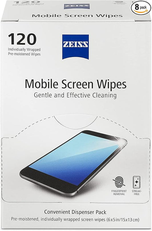 ZEISS Pre-Moistened Wipes, Screen Cleaner, 120 Count (Pack of 8)