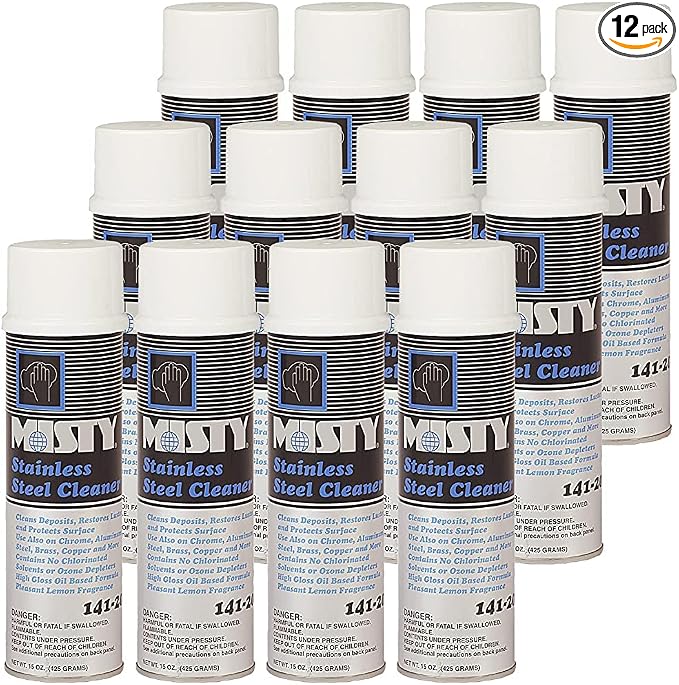 MISTY Heavy-Duty Stainless Steel Cleaner 15 oz Aero 1001541 (Case of 12) Pro Trusted Clean