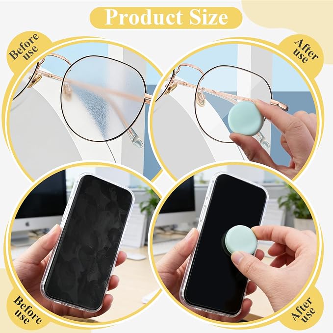 4-Pack Macaron Phone Screen Cleaner, Portable Screen and Eyeglass Brush Cleaner, Washable Double-Sided Screen Cleaner, Suitable for Glasses, Mobile Phones and Computers（Pink/Green/Blue/Khaki