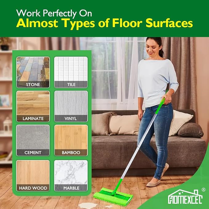 HOMEXCEL 10 Pack Microfiber Mop Pads Compatible with Swiffer Sweeper | Reusable Pad Refills, Mop Head Replacements for Multi Surface Floor Cleaning, Machine Wash