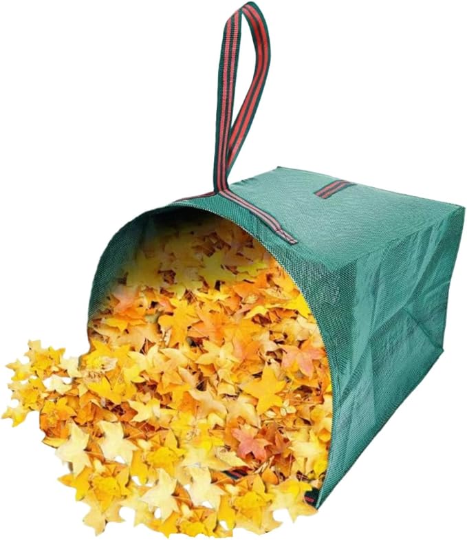 53-Gallon Large Reusable Heavy-Duty Dustpan-Type Leaf Collector Yard Bags | For leaves, grass clippings, garden debris, lawn trash. Durable, tear-proof, easy to carry, foldable for storage
