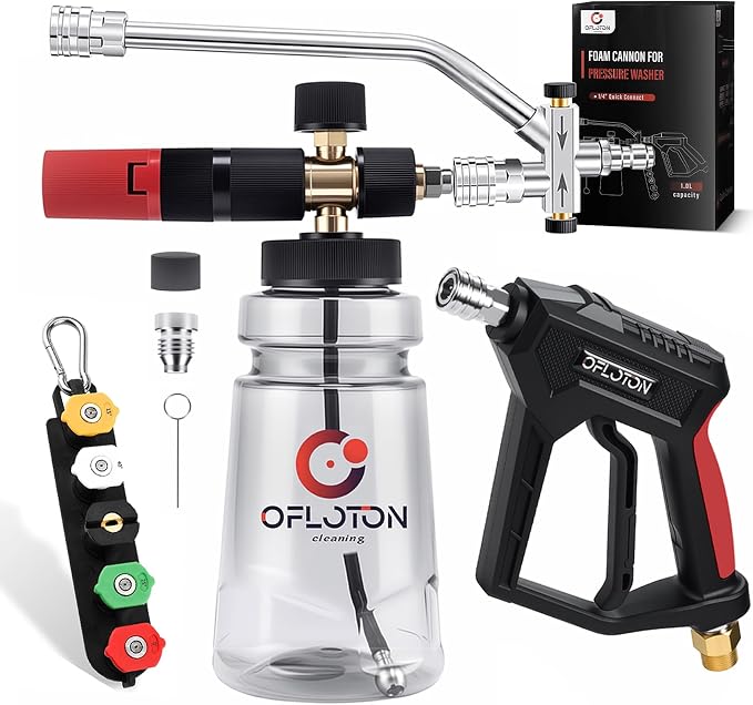 Pressure Washer Foam Gun & Dual Connector Accessory, Short Power Washer Gun & Foam Cannon & Double Tip Attachment Car Wash Kit, 1/4" Quick Connector, M22 Male Inlet, 4000 PSI Foam Sprayer