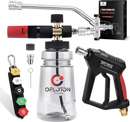 Pressure Washer Foam Gun & Dual Connector Accessory, Short Power Washer Gun & Foam Cannon & Double Tip Attachment Car Wash Kit, 1/4" Quick Connector, M22 Male Inlet, 4000 PSI Foam Sprayer