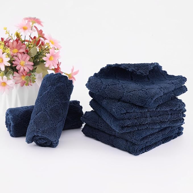 Homaxy 18 Pack Kitchen Dish Cloths (10 x 10 Inches, Navy Blue), Super Soft and Absorbent Coral Velvet Dish Towels, Nonstick Oil Fast Drying Microfiber Cleaning Cloth, No Lint Household Dishcloths