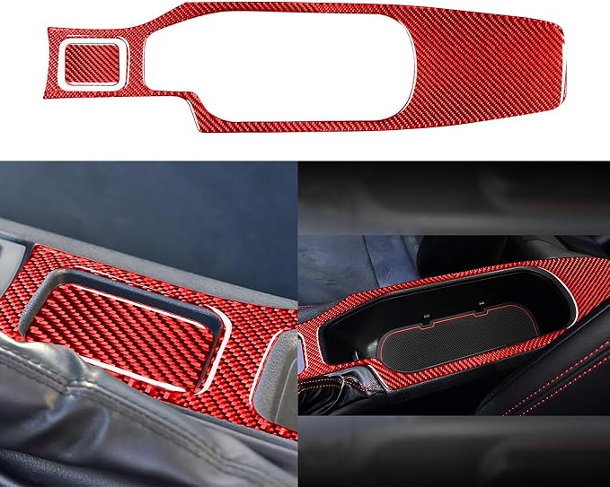 Car Decals Center Control Armrest Kit Panel Red Real Carbon Fiber Trim Stickers Compatible with Scion FR-S 2013 2014 2015 2016 / Toyota 86 2017 2018 2019 2020 Interior Accessories Type-A