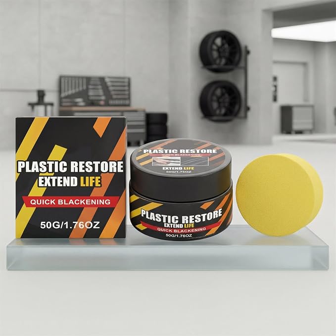 Car Trim Restorer 50g Coating with Sponge | Black Trim Restorer Automotive for Vehicle Interior Exterior Tire Headlight Engine Wheel Window Dash