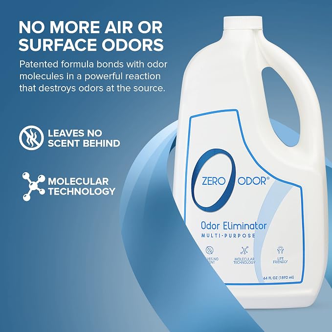 Zero Odor Multi-Purpose Odor Eliminator, Air and Surface Odor Remover for Home, Bathroom, Kitchen, and Closet, Refill, 64 oz, 2-Pack