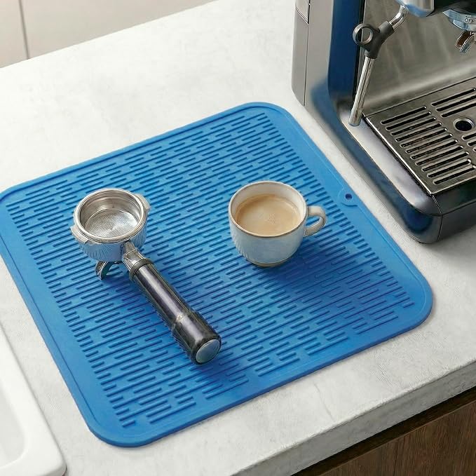 MicoYang Silicone Dish Drying Mat for Multiple Usage,Easy clean,Eco-friendly,Heat-resistant Silicone Mat for Kitchen Counter or Sink,Refrigerator or Drawer Liner Lichen BlueL XL 18 inches x 16 inches