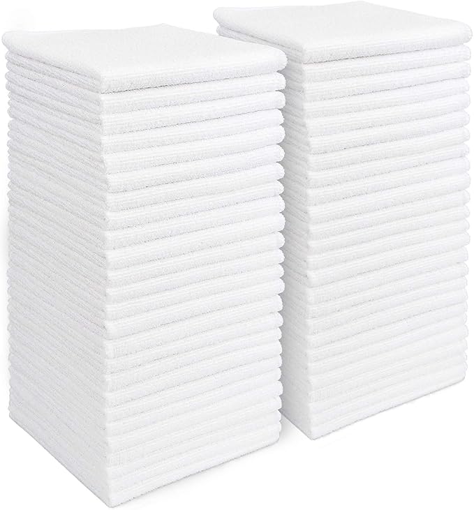 AIDEA White Microfiber Cleaning Cloth 50PK, Absorbent Cleaning Rags 12"x12" | Microfiber Towels for Cars Lint Free Soft Microfiber Towels, Kitchen Towels Dusting Cloth, Dish Rags, Cleaning Towels