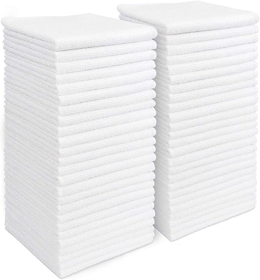 AIDEA White Microfiber Cleaning Cloth 50PK, Absorbent Cleaning Rags 12"x12" | Microfiber Towels for Cars Lint Free Soft Microfiber Towels, Kitchen Towels Dusting Cloth, Dish Rags, Cleaning Towels