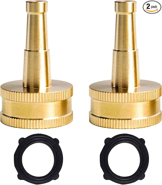 Hourleey 2Pack 2" Jet Sweeper Brass Nozzle for Garden Hose, Heavy Duty Water Hose Sweeper with 3/4" Hose Thread Inlet, for Garden Hose, Car Wash with 2 rubber washers
