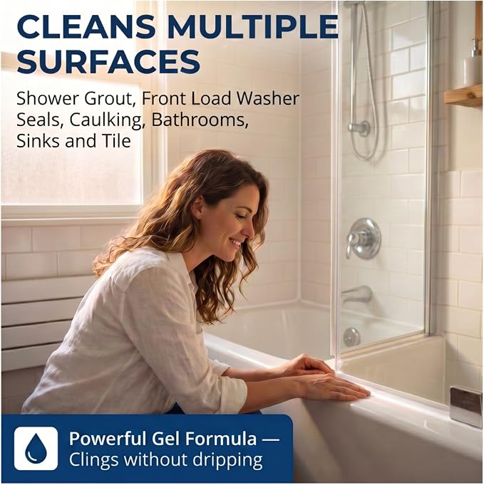 BUKKI Professional Mold Stain Remover Gel (7 FL OZ, Pack of 2), Heavy Duty Thick Gel for Shower Grout, Front Load Washer Seals, Caulking, Bathrooms, Sinks and Tile