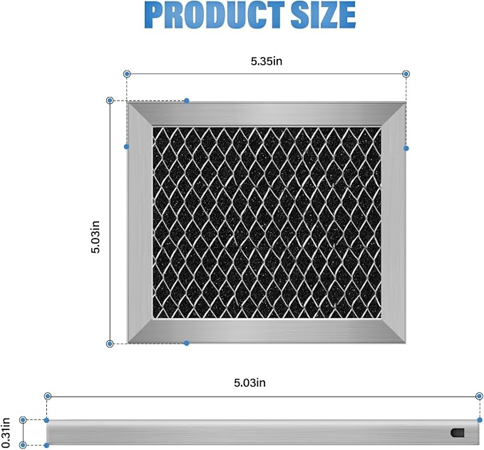 2Pcs Microwave Charcoal Filter Replacement for 8206230A, Microwave Filter Replacement 5.35" x 5.03" Air Carbon Filter