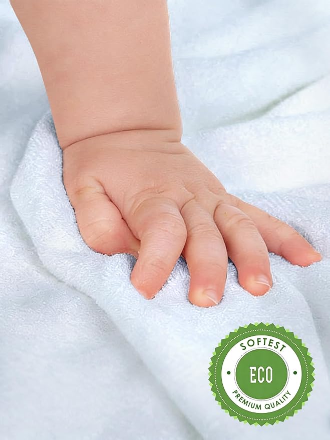 HIPHOP PANDA Baby Washcloths, Rayon Made from Bamboo - 2 Layer Ultra Soft Absorbent Newborn Bath Face Towel - Reusable Baby Wipes for Delicate Skin - Blue, 6 Pack