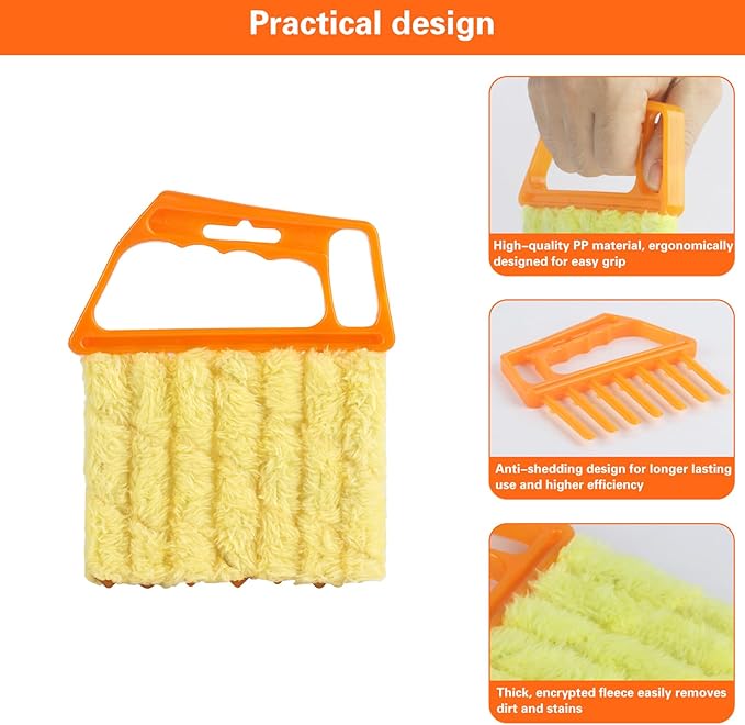 10-Pack Window Blind Cleaner Set:, Blinds Cleaner Brush, Blind Brush | Includes1×7-Finger Detail Brush,1×Shutter Cleaning Brush,and Replacement Heads,Efficient for Blinds,Vents,Keyboards,and More.