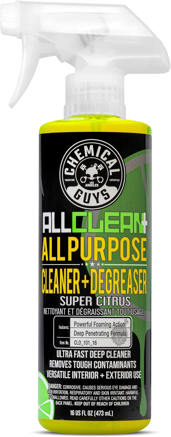 Chemical Guys, All Clean+ Citrus All-Purpose Cleaner, Dilutable, 16 fl oz | Super cleaner, safe for cars, trucks, SUVs, motorcycles, RVs & more, citrus scent