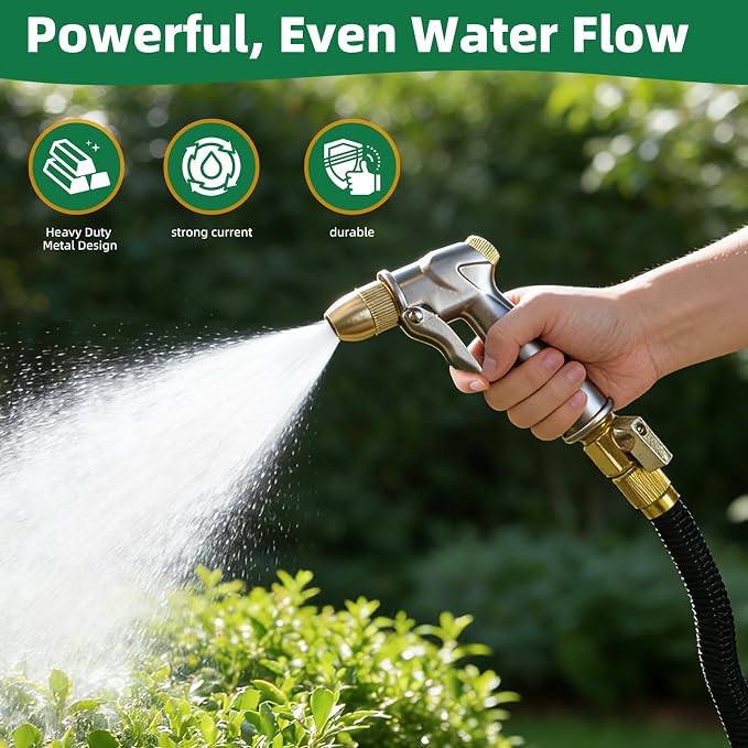 ARXIVE Heavy Duty Garden Hose Nozzle, High Pressure Handheld Sprayer | 4 Adjustable Patterns for Lawn, Garden, Car, Pet & Window Cleaning. Leak-Proof 100% Metal Body, Rustproof