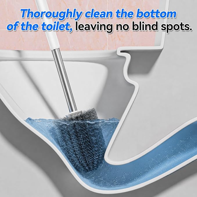 Self-Draining Toilet Brush with Holder, Ventilated Caddy for Quick Dry, No Drip Drip-Free Design, Sturdy Long Handle & Flexible Scrubber for Bathroom Bowl