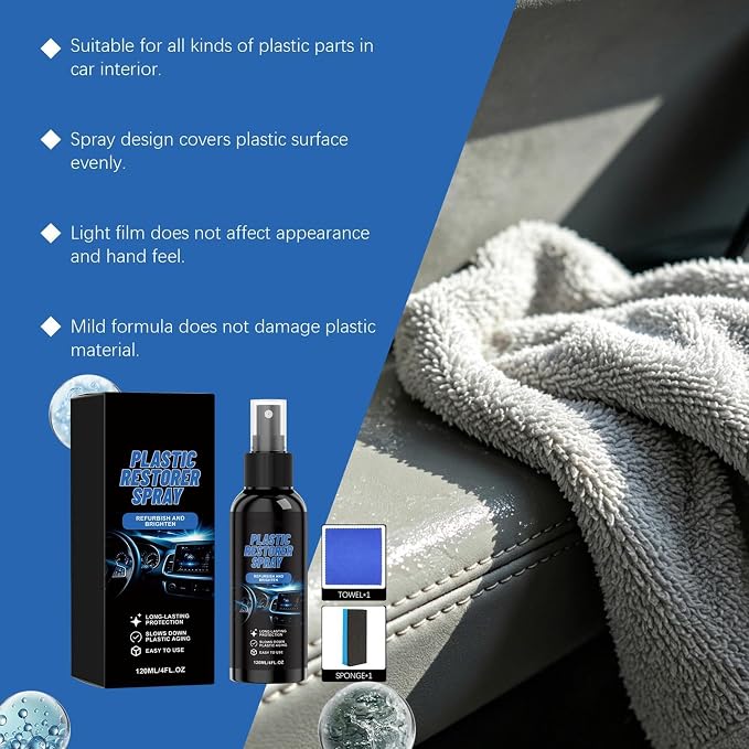 Car Trim Restorer - Detailing Polishing Coating, 120ml Car Trim Spray | With Advanced Gloss Restoration, Automotive Truck Suv Sedan Exterior, Bumper Door Panels Dashboard, And Seat Protection Spray