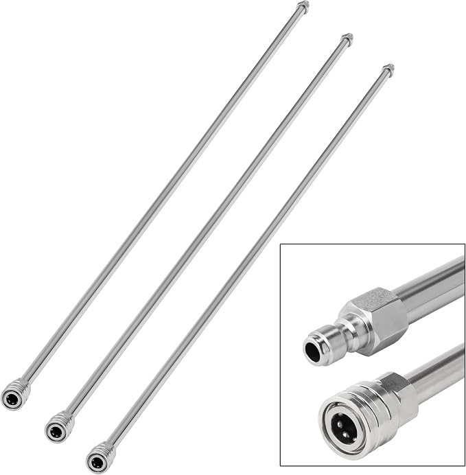 Pressure Washer Wand Extension, 180 Inch, Stainless Steel | Replacement Lance with 1/4" Quick Connect Fitting, 4000 PSI, 3 Wands – 60" Each