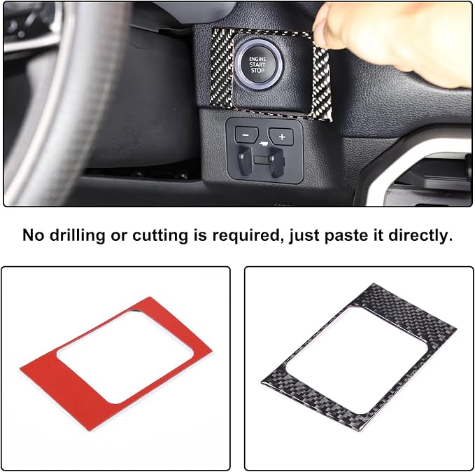 Car Center Control Brake Gain Switch Decorative Frame Sticker Compatible with Toyota Tundra/Sequoia 2022-2024 Real Carbon Fiber Brake Gain Switch Panel Protect Cover Trim Sticker Interior Accessories