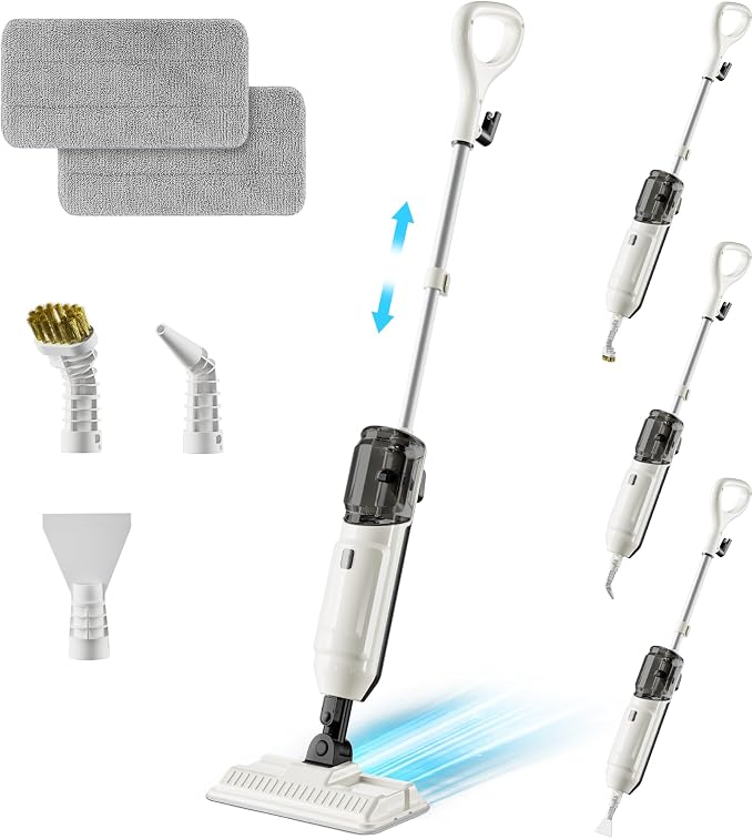 Steam Mop for Floor Cleaning, Multi-Purpose Steam Cleaner with Handheld Steamer & Accessories, Deep Cleaning Floor Steamer for Hardwood and Tile, Pet-Friendly Steam Mop for Home