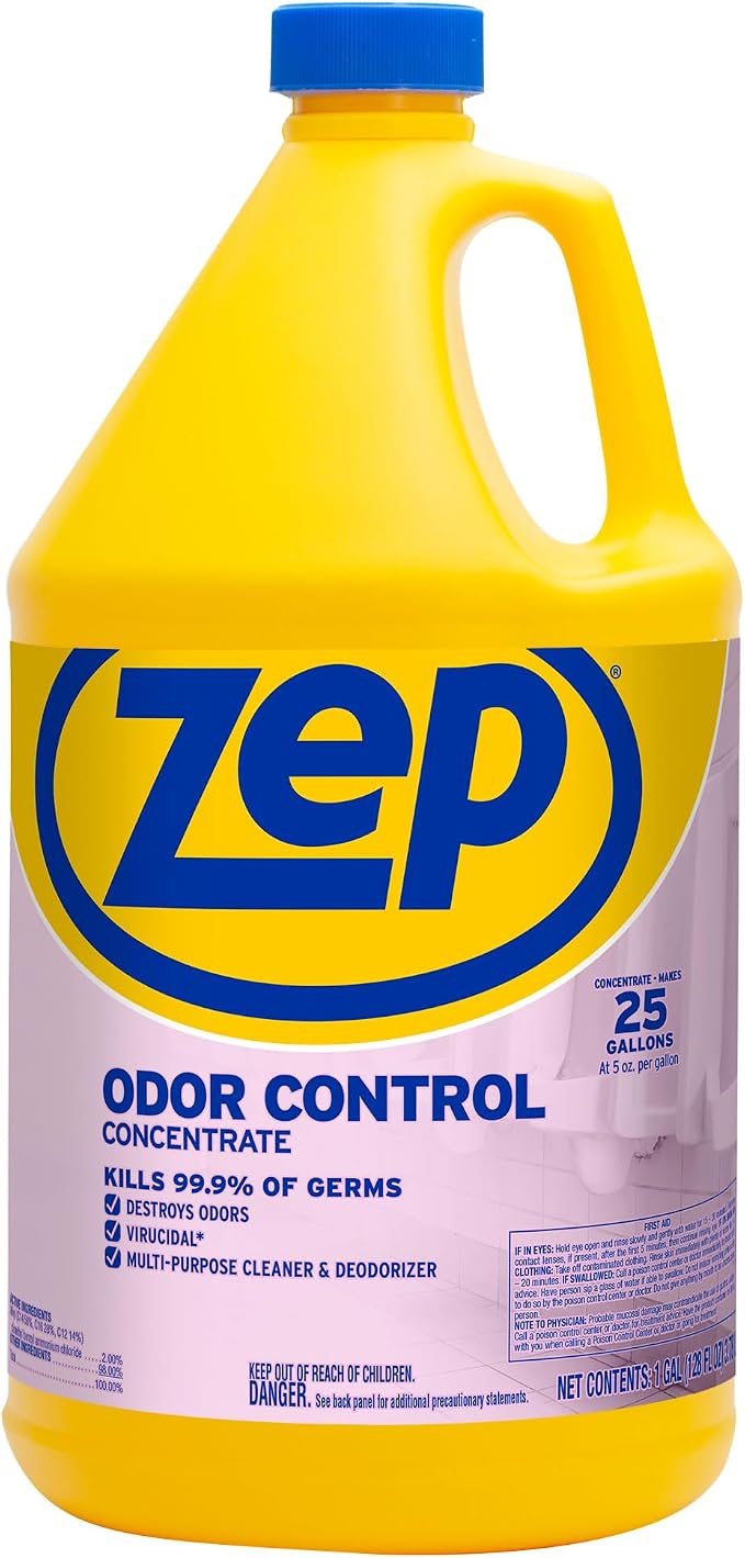 Zep Odor Control Concentrate - 1 Gallon (Case of 2) ECZUOCC1282 - Cleans, Deodorizes & Disinfects Many Household Germs, Removes Mildew Stains, Destroys Odors
