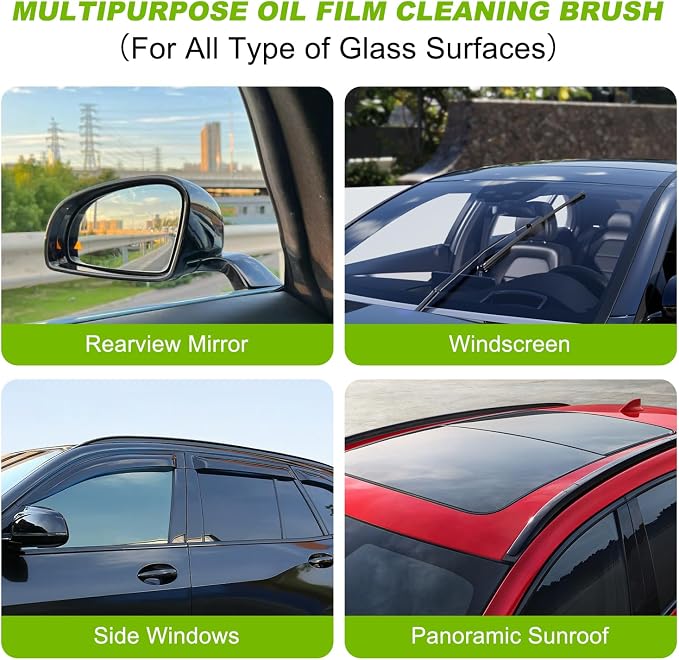 Oil-Free Car Glass Brushes, Upgrade 2.0 Clear Vision Glass Cleaner, Oil Film Cleaning Brush for Automotive Windows, Clearvision Cars Windshield Cleaner Tool, Universal Cleaning Wipe Board (2 SET)