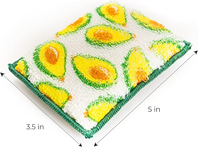 Smart Design Non Scratch Scrub Sponge with Bamboo Odorless Rayon Fiber - Set of 9 - Ultra Absorbent - Soft and Scrubber Side - Cleaning, Dishes, and Hard Stains - Prints