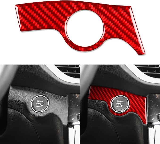 Red Real Carbon Fiber Trim for KIA Forte K3 Accessories | for 2019 2020 2021 2022 2023 2024 Engine Start Stop Sticker Interior Thick Overlay Decal