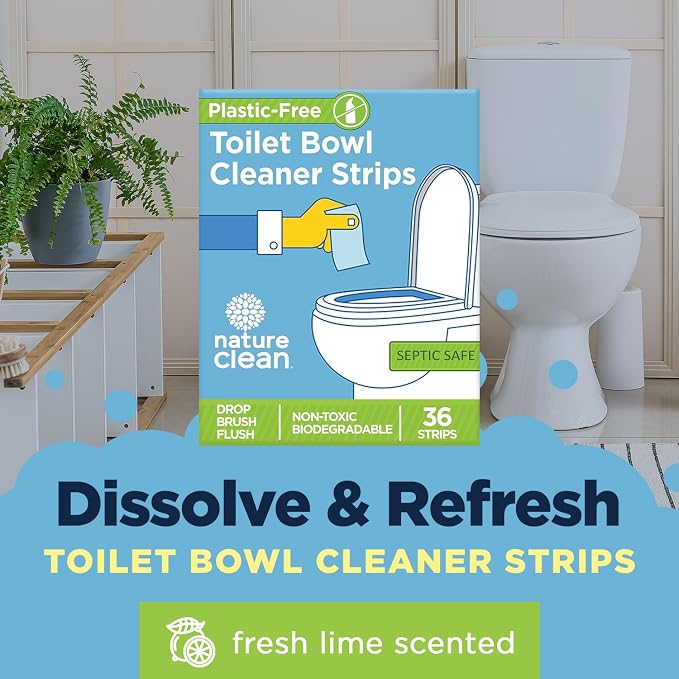 Nature Clean Natural Toilet Bowl Cleaners Strips 6 x 45 count, Plastic-Free Packaging, Refresh Toilets & Bathroom. No Splash