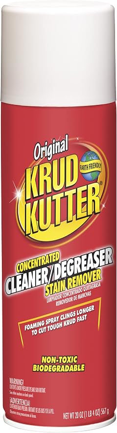 Krud Kutter Original Cleaner Degreaser Aerosol, 20 oz | Foaming spray clings longer, Cuts grease, oil, grime, tar and wax, Leaves no residue