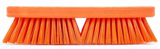 SPARTA Plastic Floor Scrub Brush, Brush Head Only, Deck Brush with ACME Standard Thread Fitting for Deck, Industrial Kitchens, and Hospitals, 10 Inches, Orange