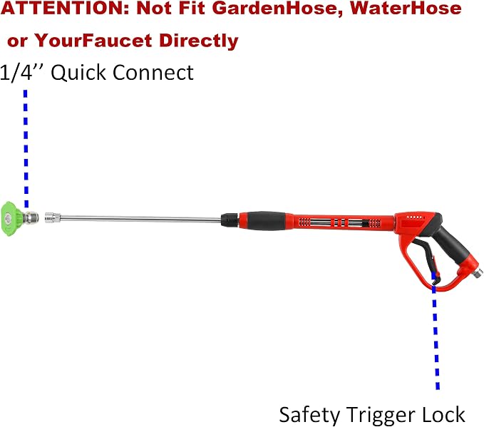 Tool Daily Deluxe Pressure Washer Gun, Replacement Wand Extension, 40 Inch | 5 Spray Nozzle Tips with Holder, M22 Fittings, 5000 PSI, Not Compatible with GardenHose