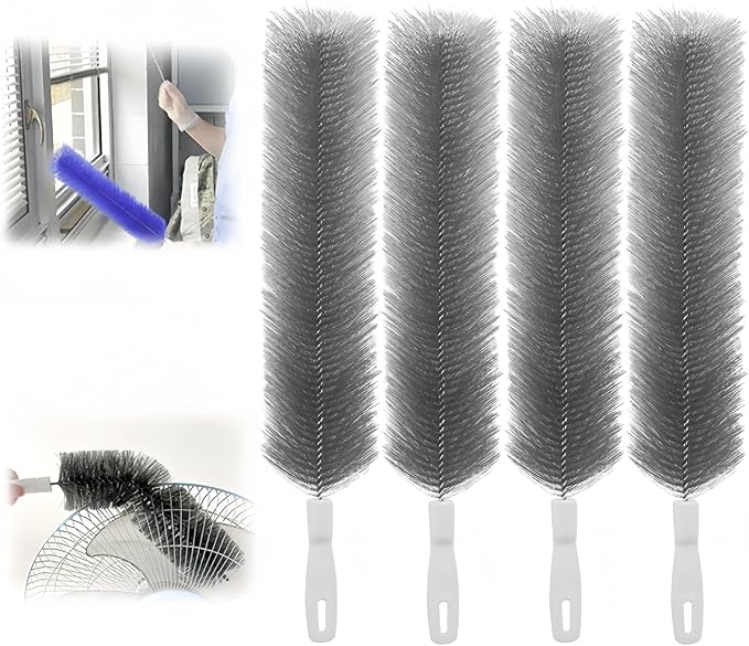 Bendable Microfiber Head, 2026 Upgraded Fan Cleaner Brush Reusable Dust Remover Washable ldeal for Electric Fans Air Conditioning, Home Car Vents, Curtain (Gray 4 Pcs)