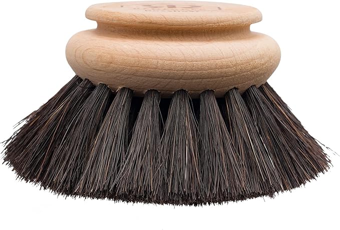 Redecker Dish Brush Replacement Heads, Horsehair, 2 Inch Round, 2 Pack – Soft Wooden Brush Refills for Glassware & Delicate Surfaces, Made in Germany