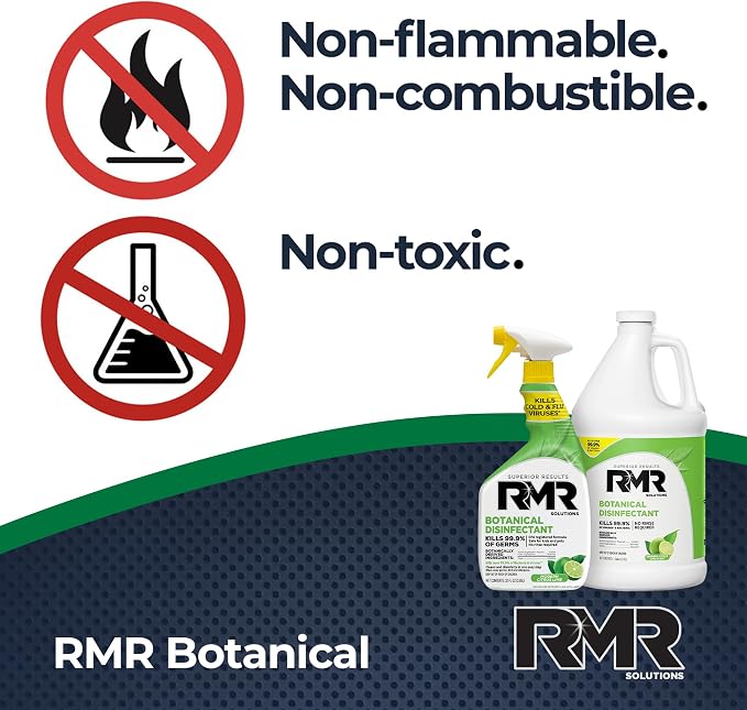 RMR Stain & Sanitation System –Instant Mold & Mildew Stain Remover + Botanical Disinfectant Cleaner, Indoor/Outdoor Cleaning Kit for Kitchens, Bathrooms, Furniture, Siding, & Deck, 2–32 Oz Bottles