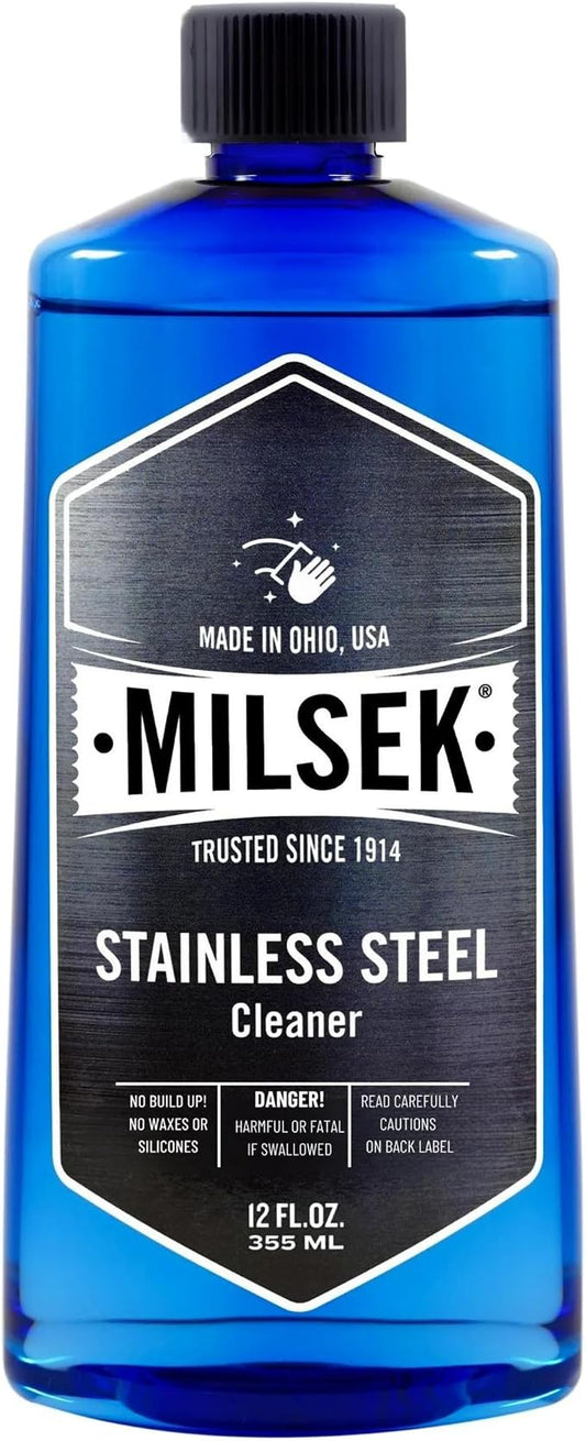 Milsek Stainless Steel Cleaner - Multipurpose Cleaning Supplies for Home and Kitchen Appliances, Sink, Stovetop, Dishwasher, Microwaves and Refrigerators - 12 Fl Oz (Pack of 1)