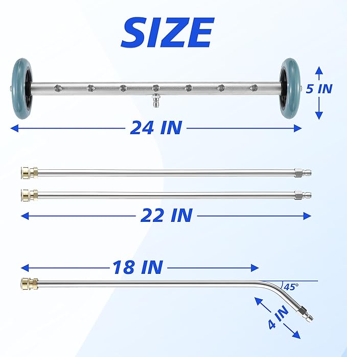 RIDGE WASHER Pressure Washer Undercarriage Cleaner, 24 Inch, 4000 PSI | Undercarriage Car Washer, Under Car Pressure Washer Attachment with 3 Pcs Extension Wand