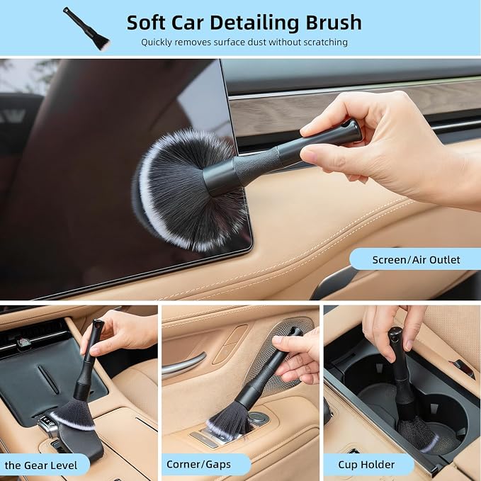 TICARVE 9Pcs Car Cleaning Kit for Dashes Air Vents Keyboards Electronics | Car Interior Cleaning Kit, Dust Removal Cleaning Kit, Auto Deep Cleaning Detailing Tools, Hard-to-Reach Cleaning Kit