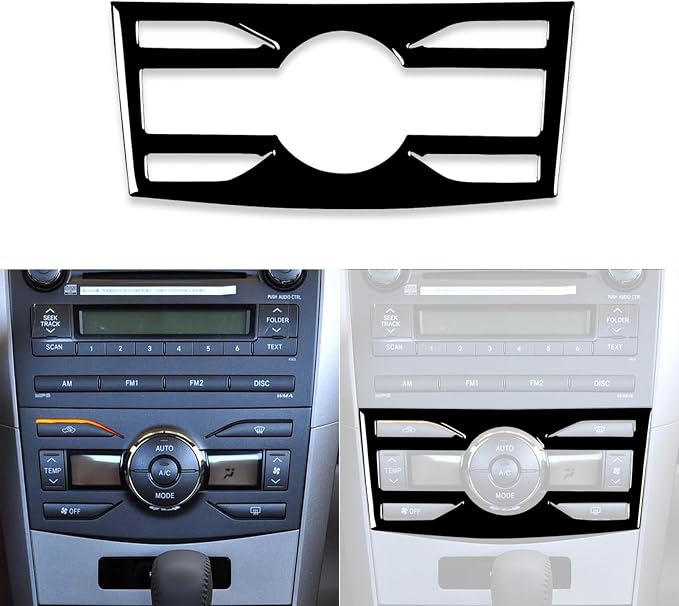 Glossy Bright Piano Black Car Central Console Air Conditioner Climate Control Panel Decoration Sticker Interior Trim Compatible with Toyota Corolla 2009 2010 2011 2012 2013 Auto Trim Accessories