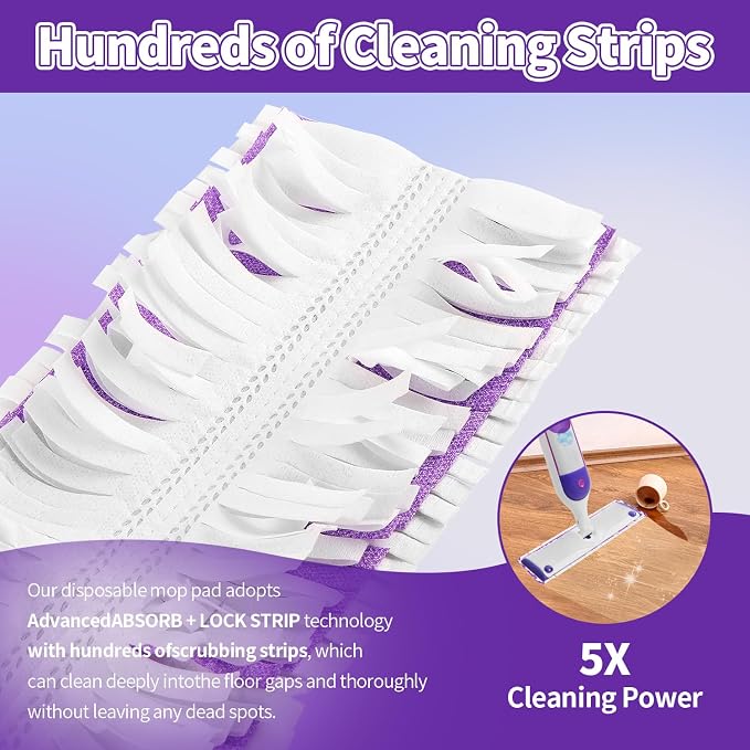 10 Pack Disposable Power Mop Pads for Swiffer Power Mop Pads | Compatible with Swiffer Power Mop Refills, Unscented Spray Replacement Floor Cleaning Refills for All Finished Floors