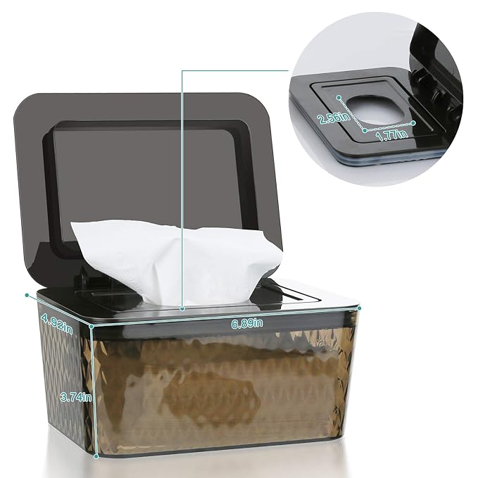 Wipes Dispenser, One-Handed Operation Wipe Holder for Baby & Adult, Seal-Designed Wipes Container for Bathroom Keep Diaper Wipes Fresh (2 Pack Brown)