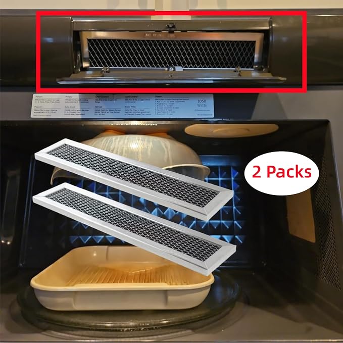 (2 PACK) Compatible GE WB02X10943 WB02X35607 Charcoal Carbon Microwave Filters.2-1/2" X 11" X 3/8"