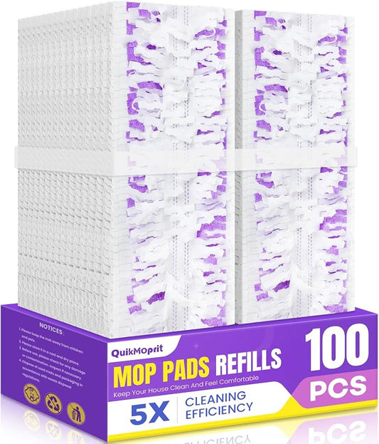 100 Pcs Power Mop Pads for Swiffer PowerMop 500+ Strips Multi-Surface Refill Pad Disposable Spray Mopping Pads Head Refills for Floor Cleaning (Quick-Absorb, No Residue & Disposable)